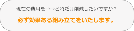 現在の費用を→→どれだけ削減したいですか？
必ず効果ある組み立てをいたします。